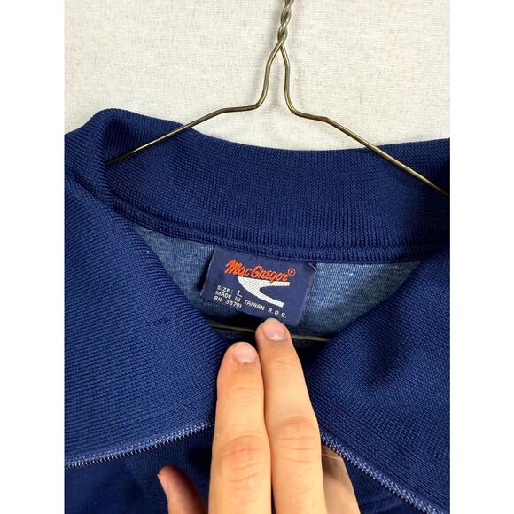 Vintage MacGregor Track Jacket Mens L Blue White Striped Long Sleeve Full Zip - Picture 5 of 10